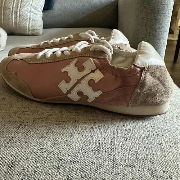 Tory Burch Pink and Cream Sneakers Vintage Double T Trainer pink moon/ivory - Picture 6 of 10